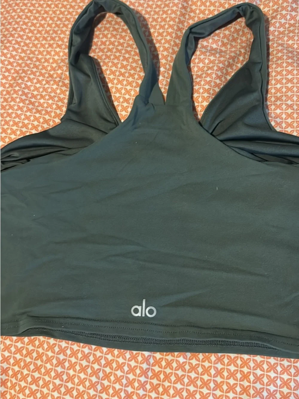 ALO Yoga Dark Green Athletic Tank and Leggings Set